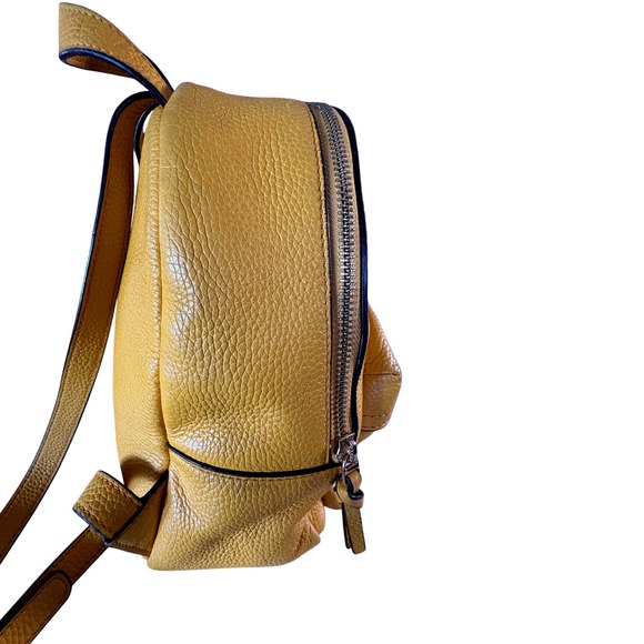 $350 TORY BURCH Solarium Yellow Leather Mini Backpack Designer Bag Embossed Logo